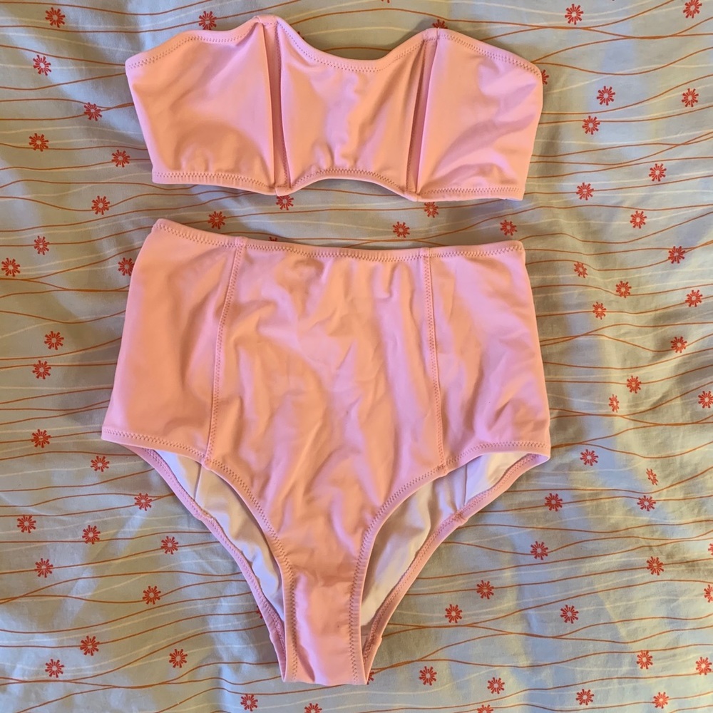 Pink high-waisted asos swimsuit NWOT